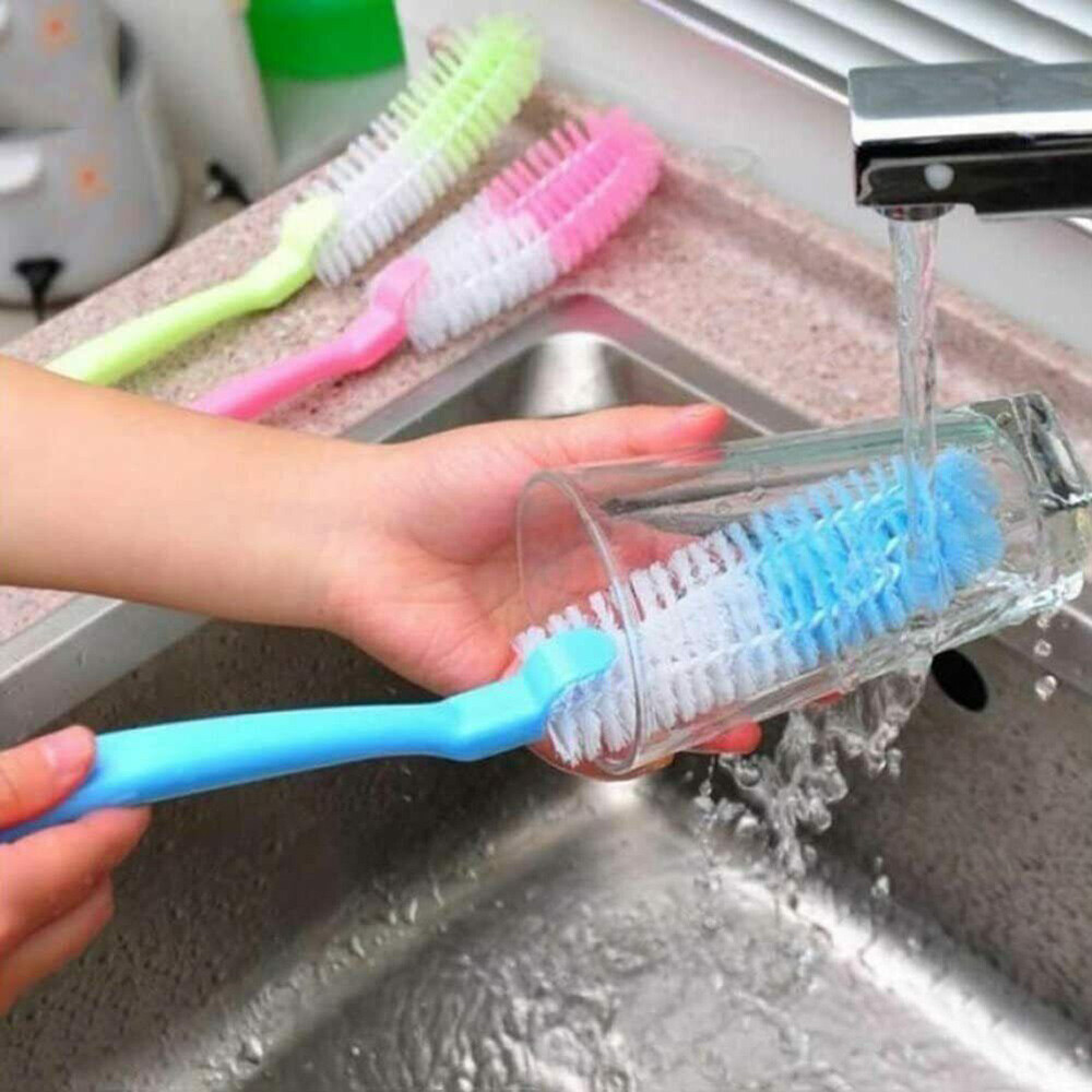 3pcs Bottle Cup Dish Pot Kitchen Long Cleaning Washing Brush (one color each)