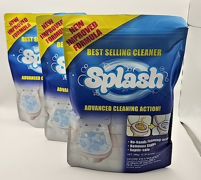 Splash Advanced Cleaning 350g 12.35oz Toilet Bowl Cleaner Powder 02/26 Lot of 3