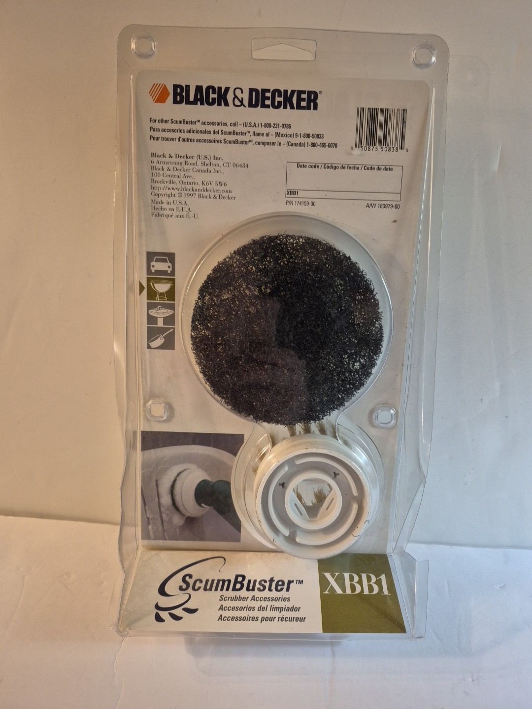 Black & Decker XBB1 ScumBuster Accessories Wire Bristle Brush & 2-Scrub Pads-NEW