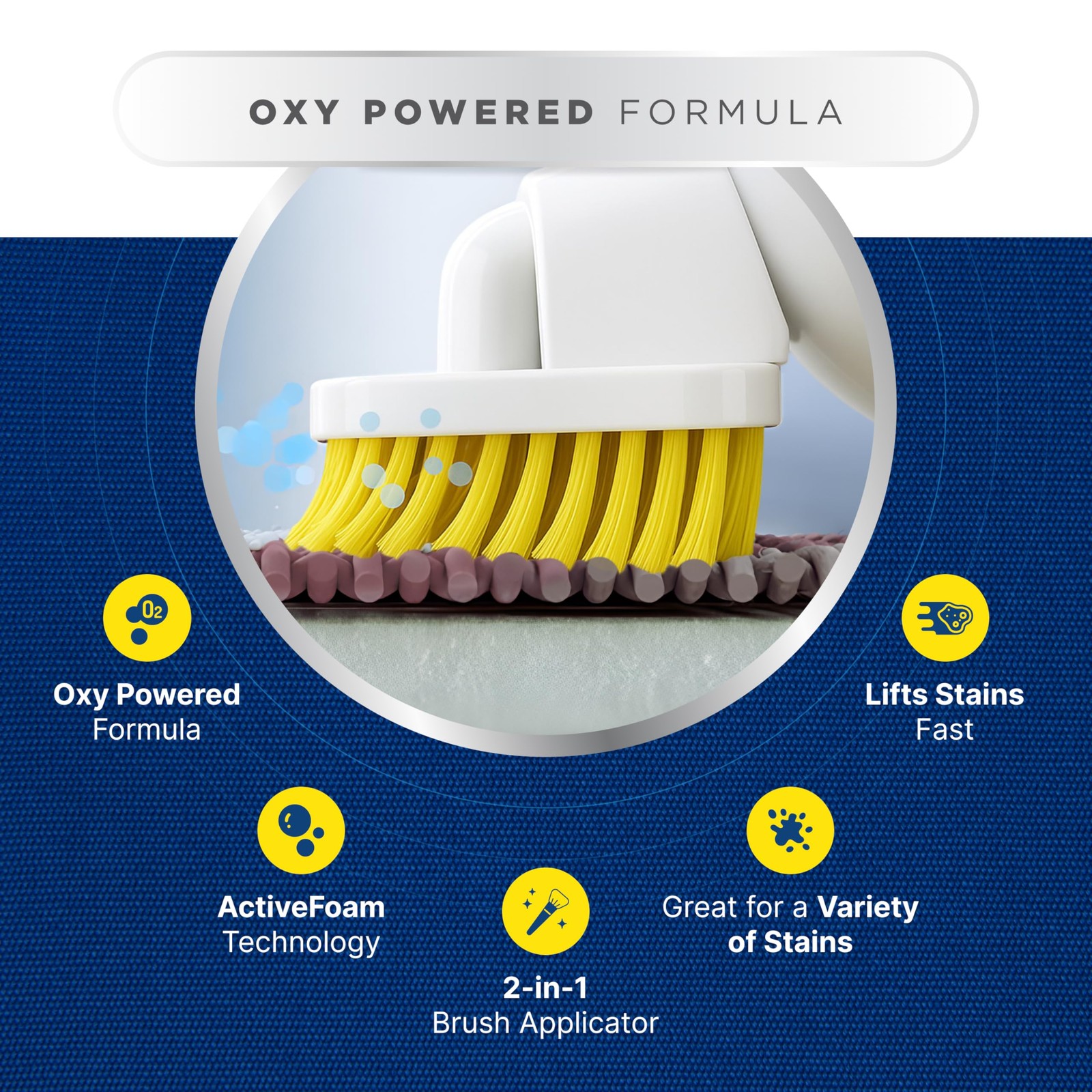 Carpet Cleaner with Brush | Oxy-Powered Foam for Spot Stain Removal | 13.5 Fl Oz