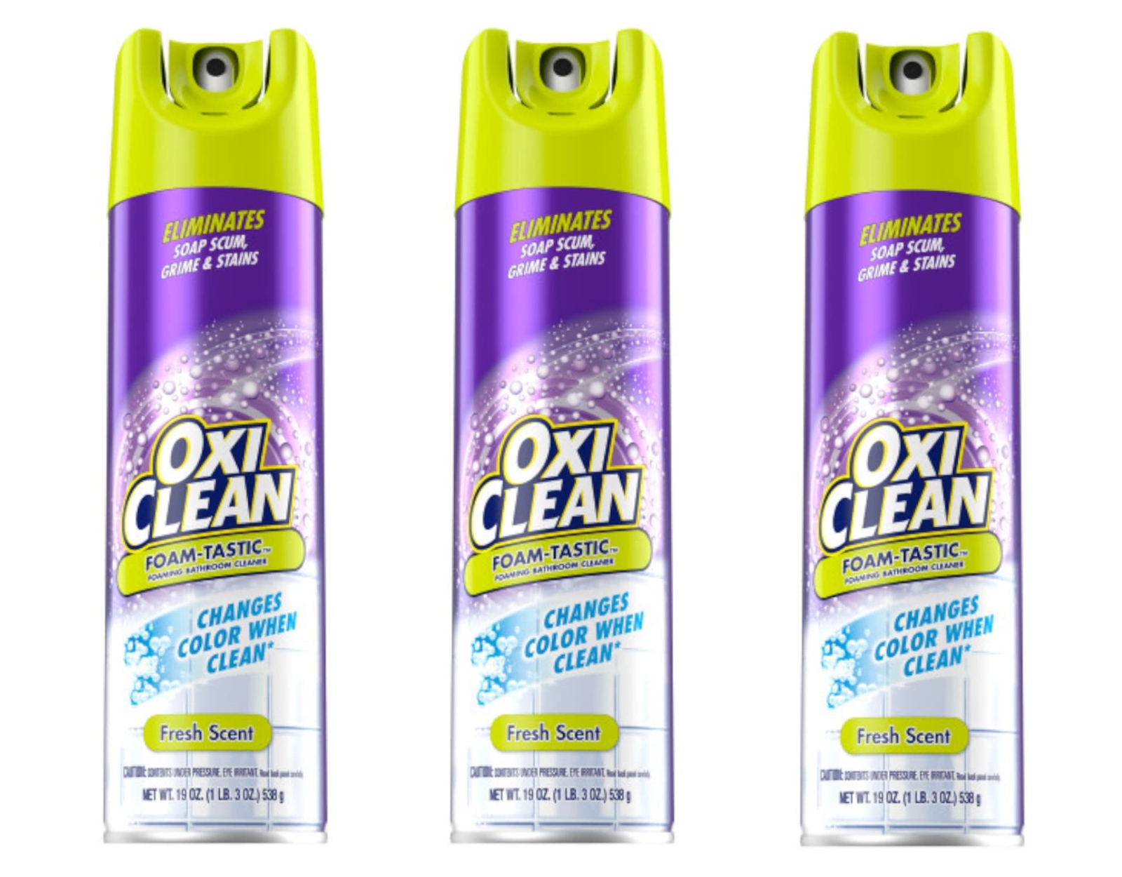 OxiClean Foam Tastic 19oz Bathroom Cleaner Pack of 3 Color Changing Formula