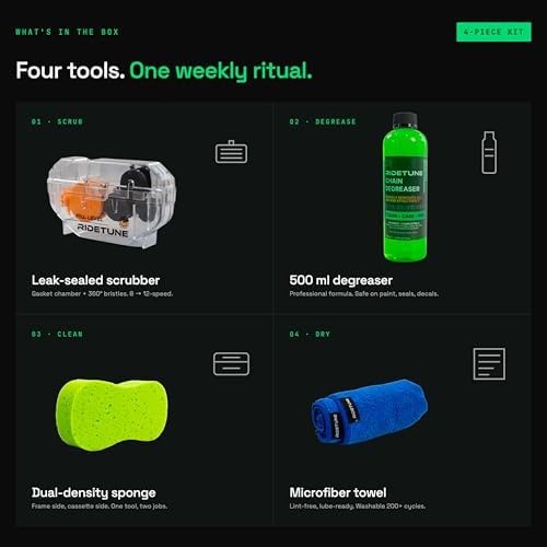 Bike Chain Cleaner Kit – 4-Piece Bicycle Chain Cleaning Tool with 500ML Biode…