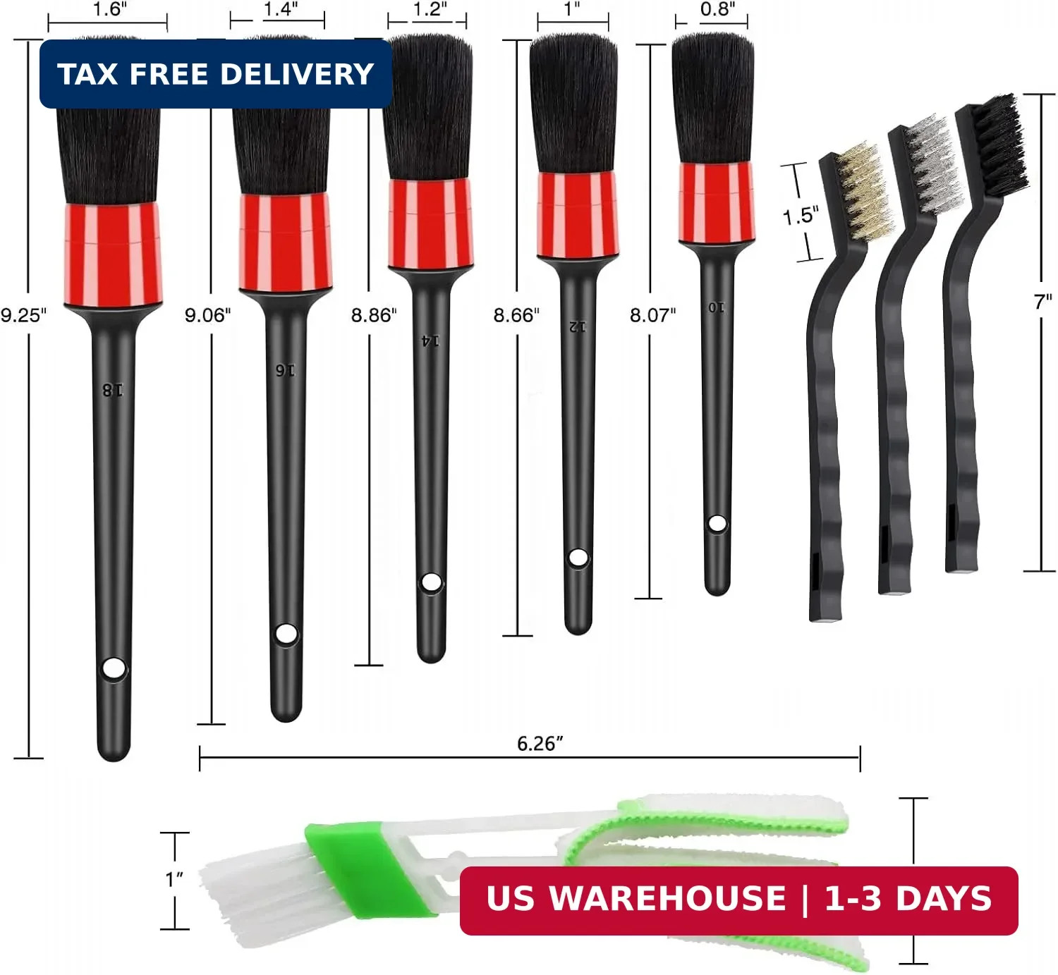 10pcs Auto Car Detailing Brush Set Car Interior Cleaning Kit Includes 5 Boar Hai
