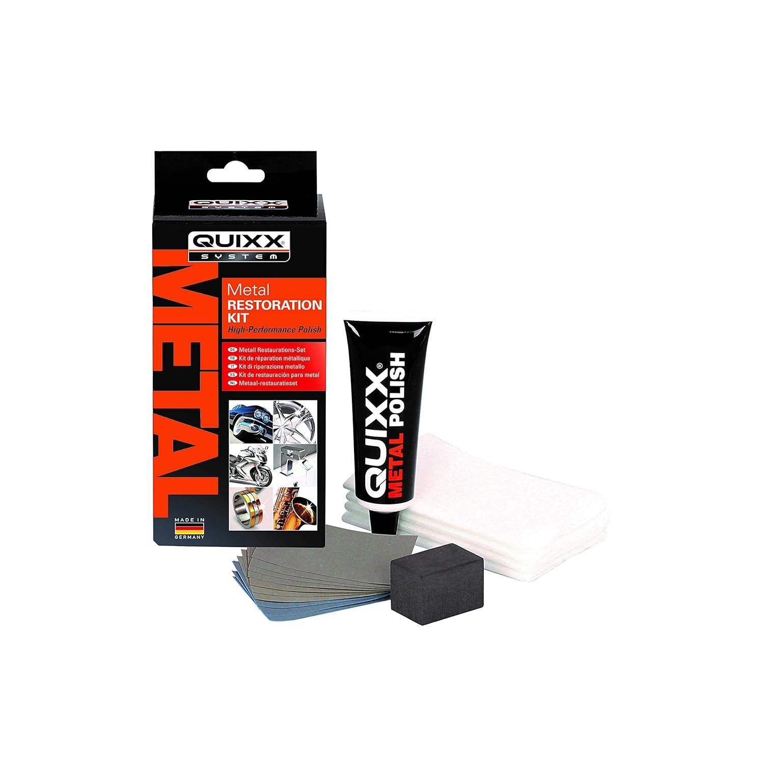 Quixx Metal Restoration Kit for Car Rims, Gold, Silver, Chrome, Stainless Steel