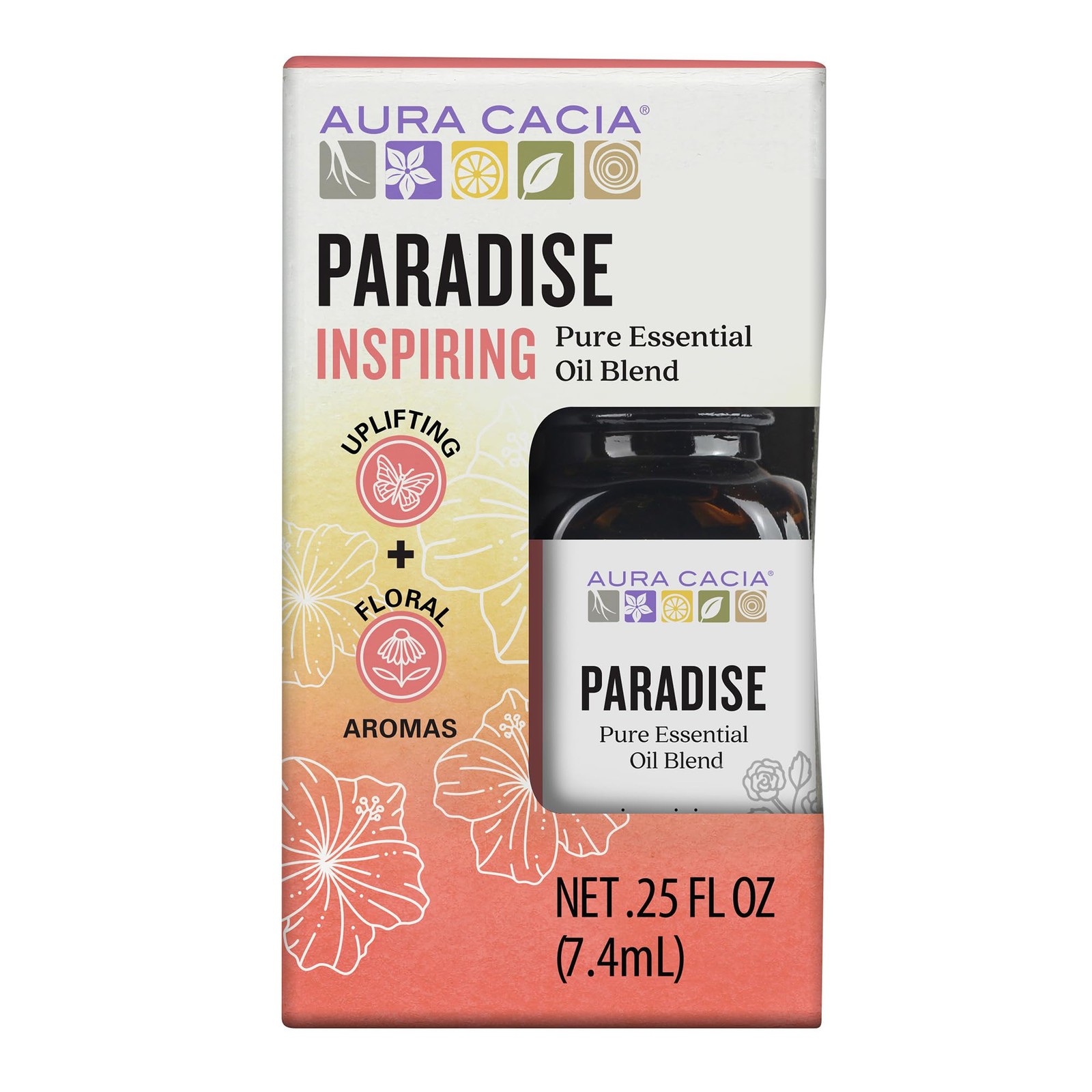 Aura Cacia Paradise Essential Oil Blend, Boxed 0.25 Fl. Oz.-Light Aroma-3 Pack