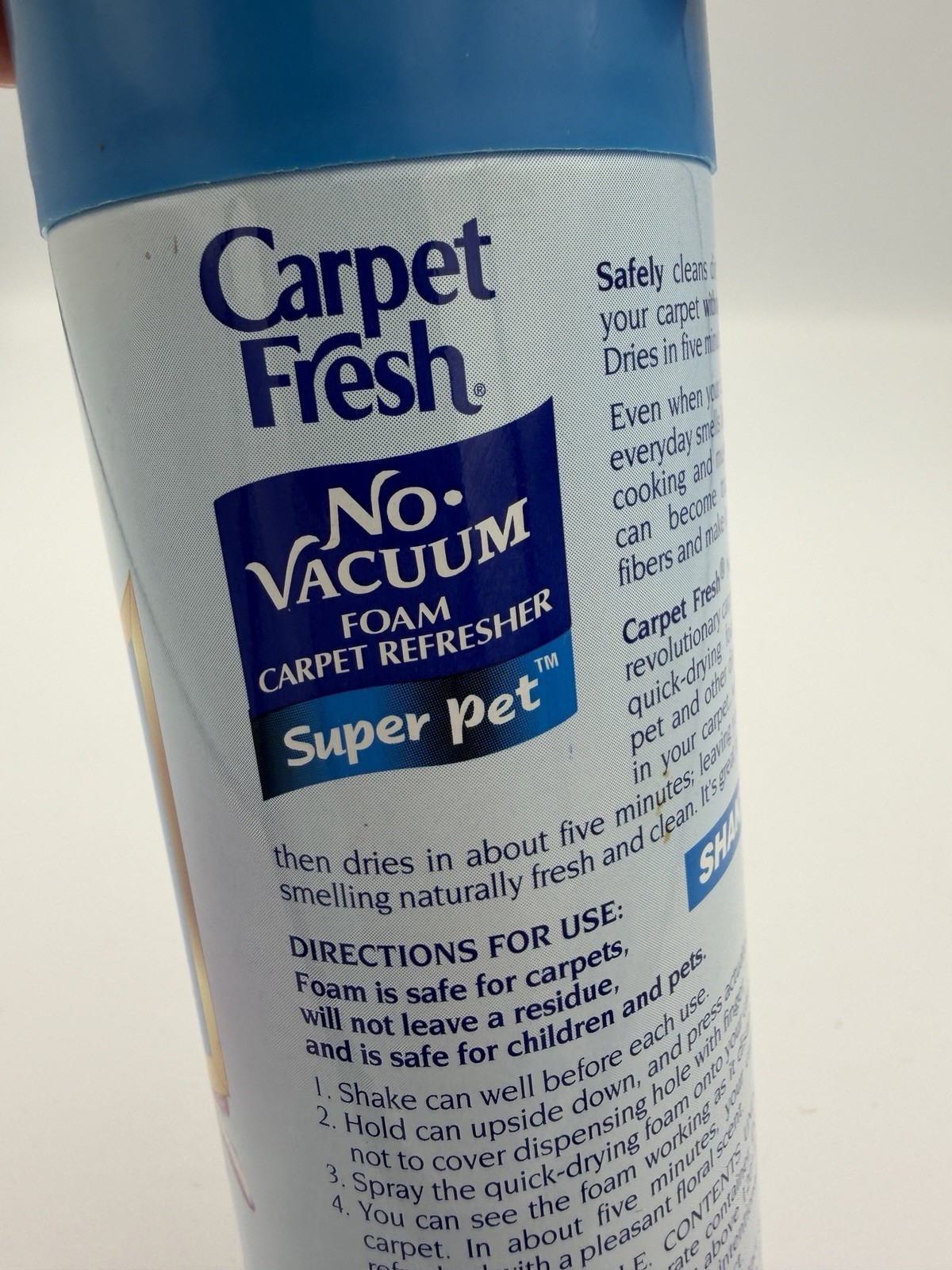 Vintage 1999 Carpet Fresh No Vacuum Foam Carpet Refresher Super Pet 10.5 oz New