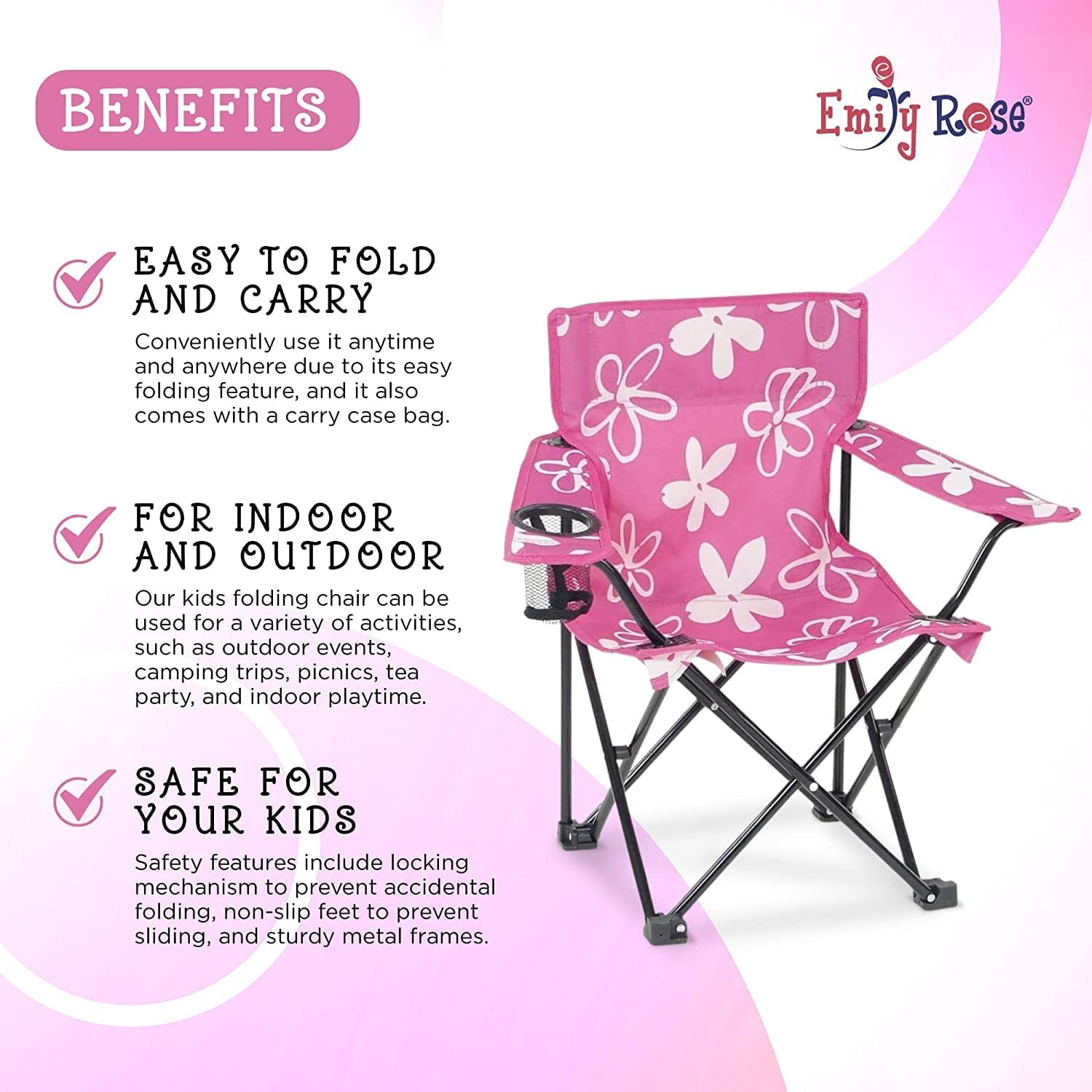Kids Toddler Folding Outdoor Lawn Beach Camping Camp Chair with Child Safety Loc