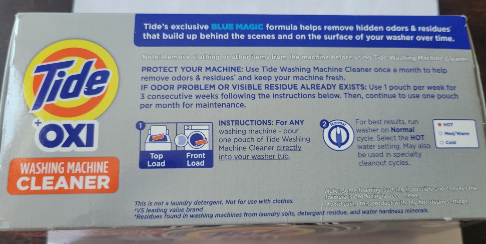 Tide OXI WASHING MACHINE CLEANER 6 Pouches 2.6 oz Each Total 15.8oz * BRANDNEW *