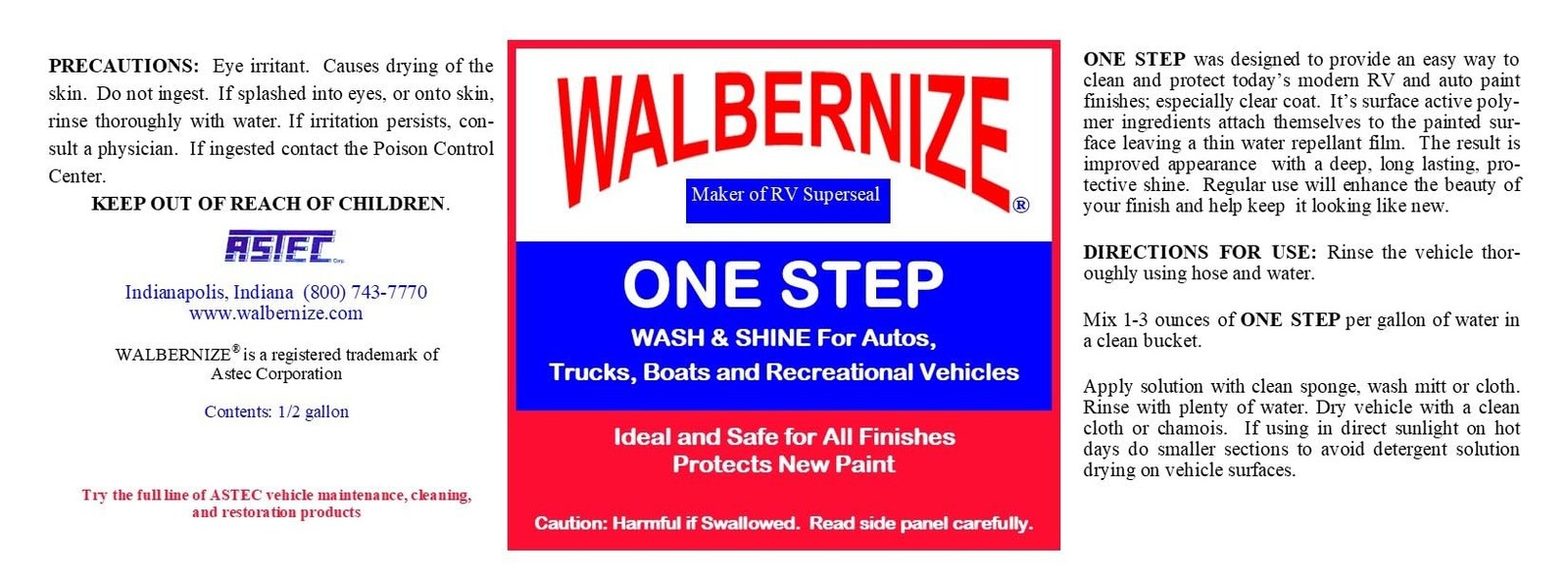 One Step Wash Shine Concentrate 1/2 Gallon