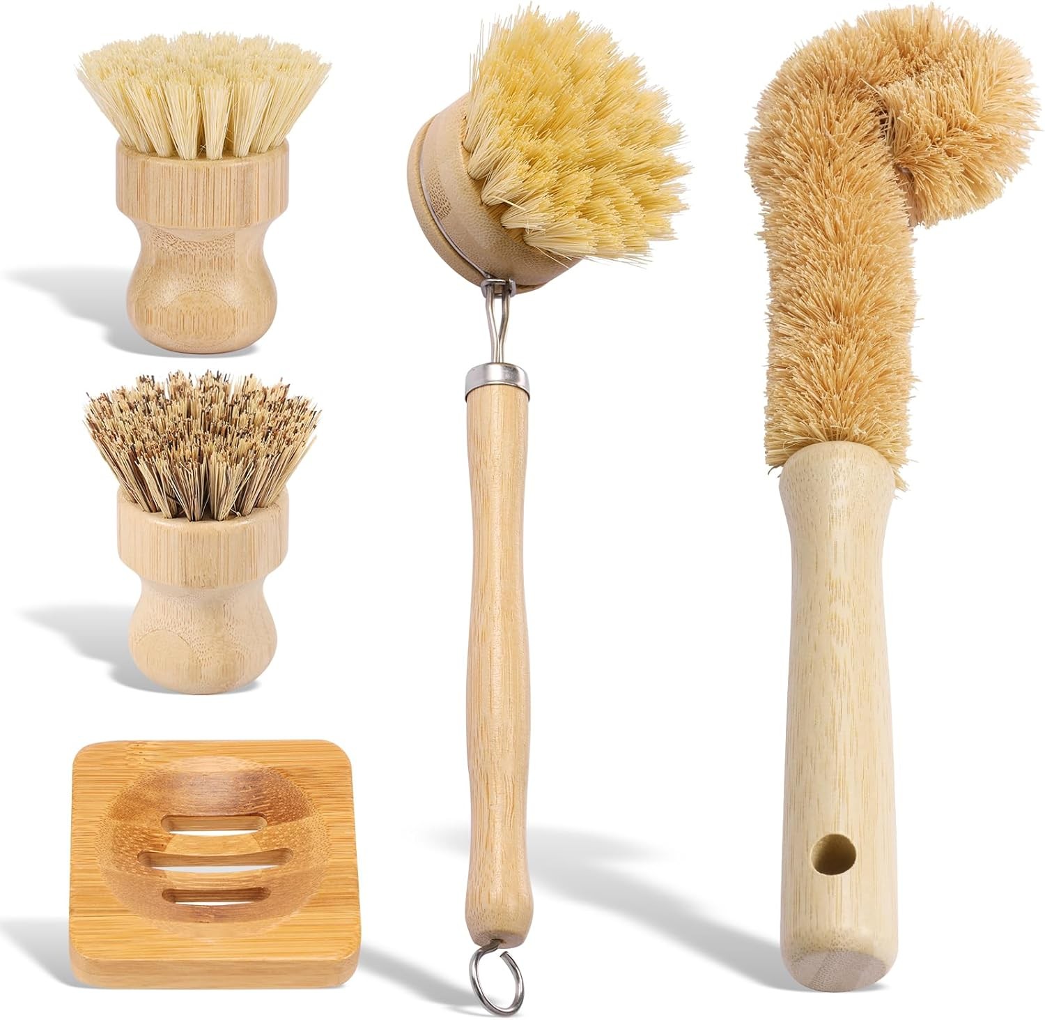 5 Pcs Bamboo Dish Brush Set Practical Dish Cleaning Brush Set Multifunctional