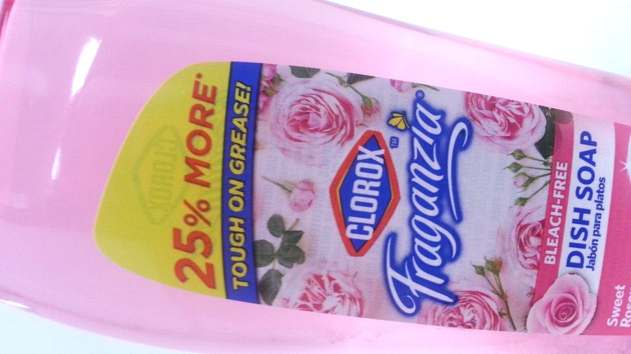 ( 4 Bottles )Clorox Fraganzia SWEET ROSEWATER Dish Soap Bleach Free 12 oz Each