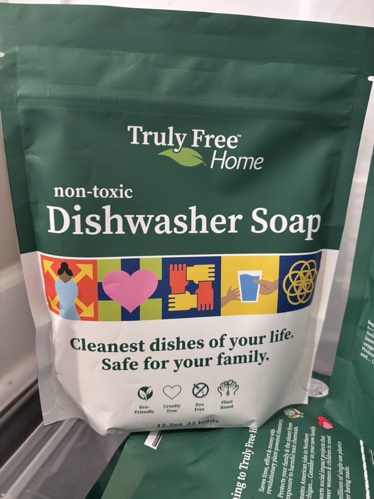 Truly Free Non-Toxic DISHWASHER SOAP 25 Loads/ea. *LOT 4 packs 100 loads total