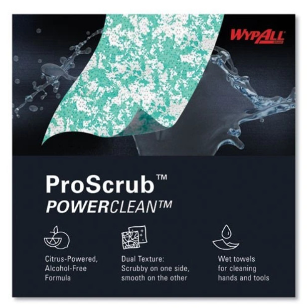 WypAll Clean ProScrub Wipes, Cloth, 9.5×12, Citrus, 75/Bucket, 6 Buckets/Carton