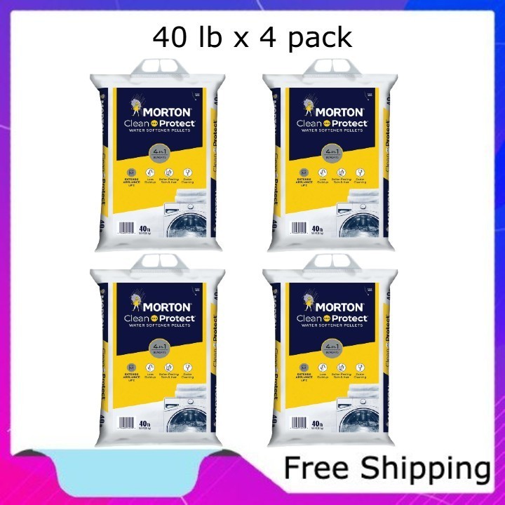 (4 pack) Morton Clean and Protect Water Softener Salt Pellets, 40 lb