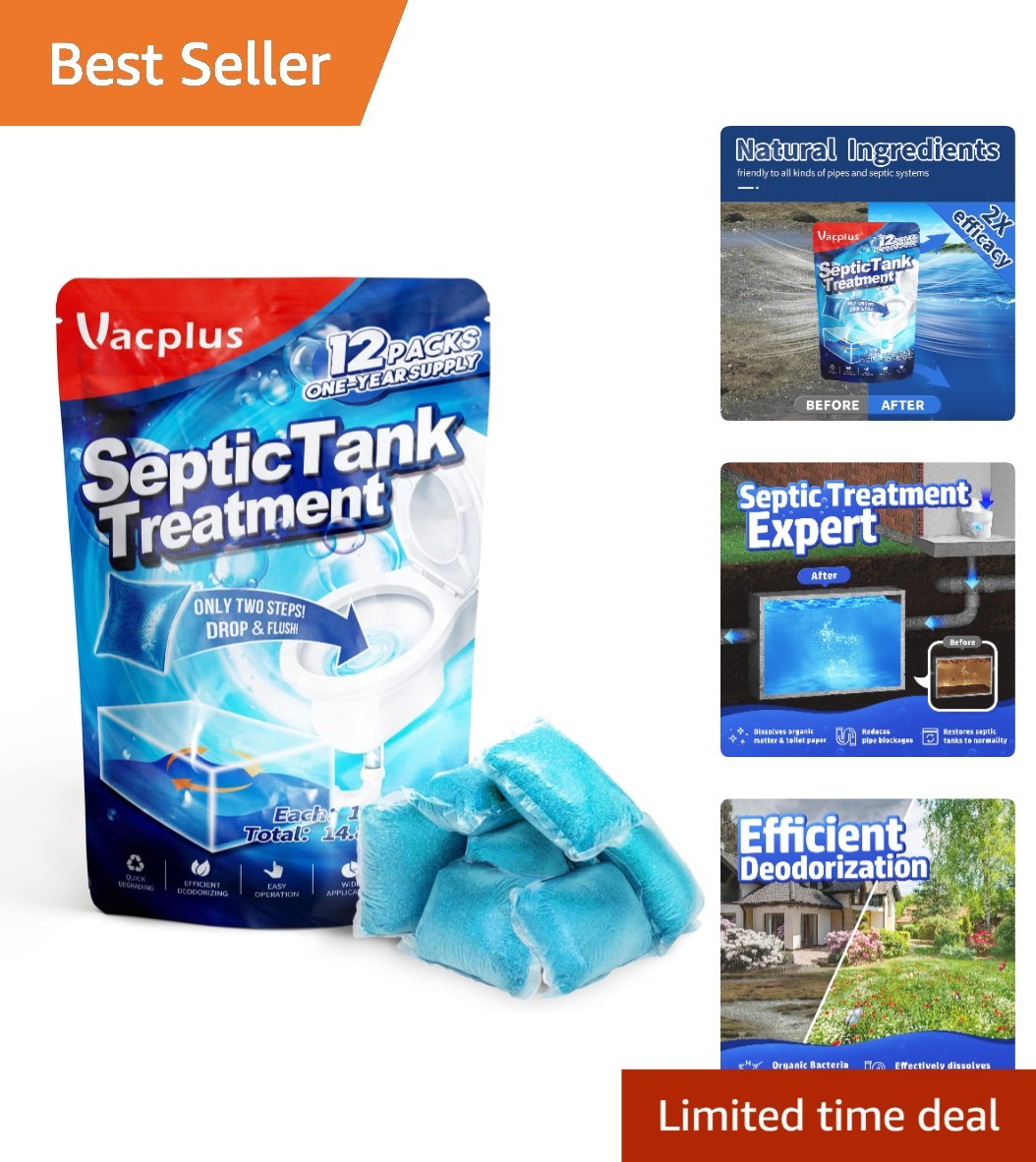12-Pack Septic Tank Treatment – Biodegradable Enzymes for Odor & Waste Removal