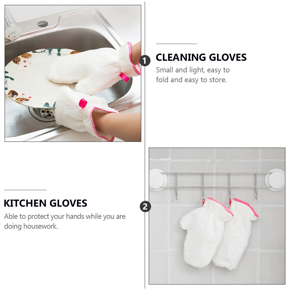 6Pcs Practical White Microfiber Cleaning Gloves Non Slip Housework