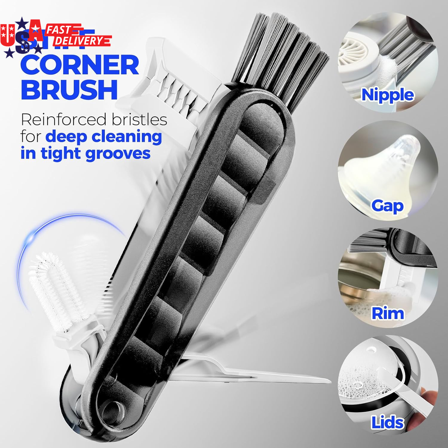 6 Pack Bottle Brush Set, 14″ Long Handle Stainless Steel Bottle Cleaner Brush, 3