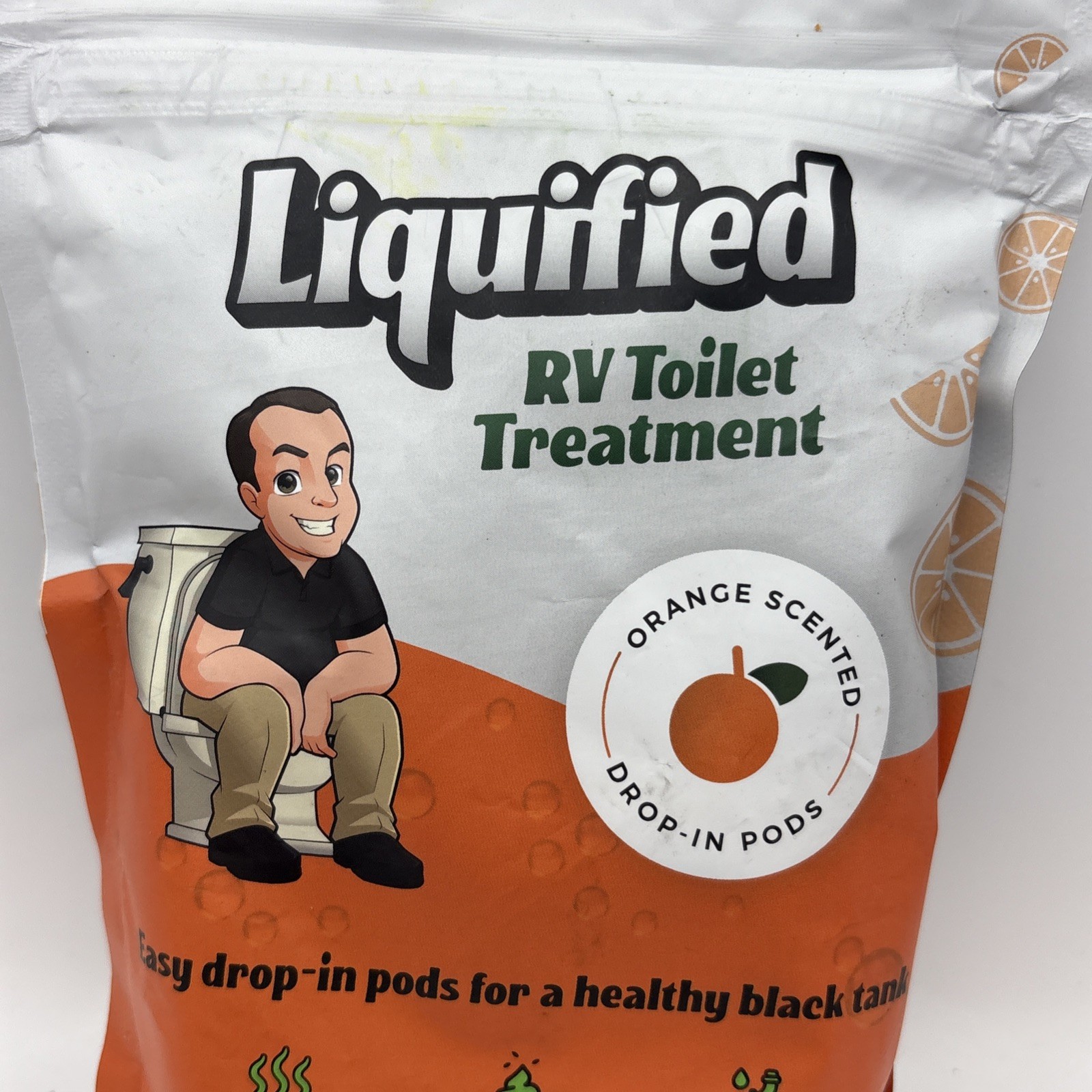 Liquified RV Natural Toilet Treatment Black Tank Drop-Ins 20 Pods Orange Scent