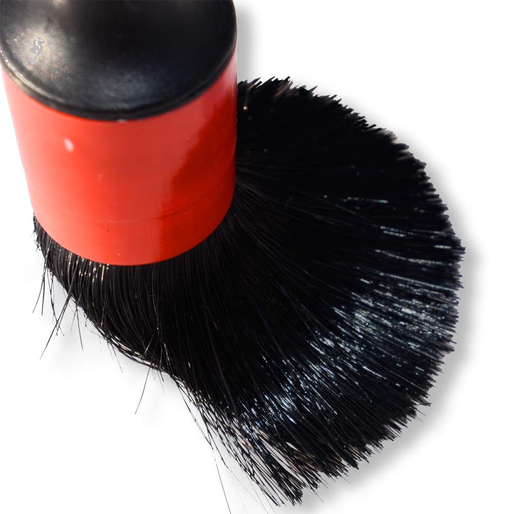 5 Premium Boar Hair Detail Brushes for Automotive Cleaning Wheels & Vents