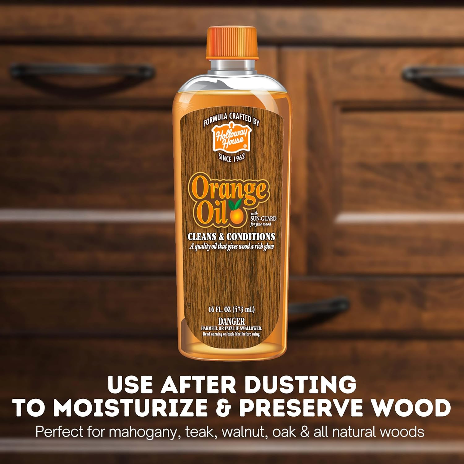 Holloway House Orange Oil Cleaner 16 Oz Wood Tile Stainless Steel Cleaner