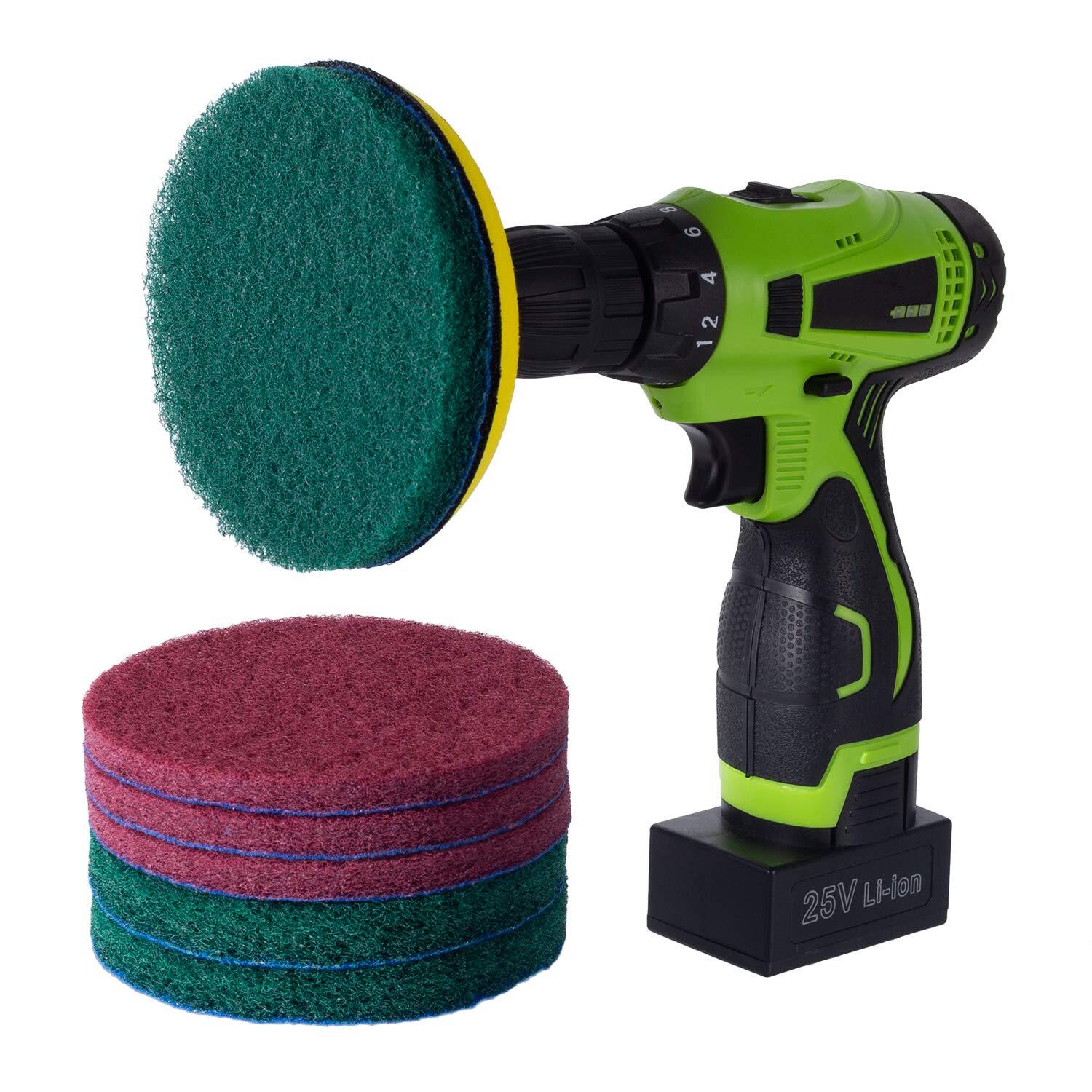 5 Inch Drill Powered Brush Tile Scrubber Scouring Pads 2 Different Stiffness 5in