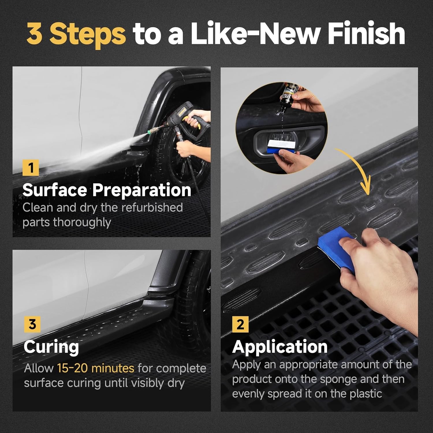 Plastic Restorer for Cars, Not a Dressing, Black Trim Restorer, Ceramic Crystal