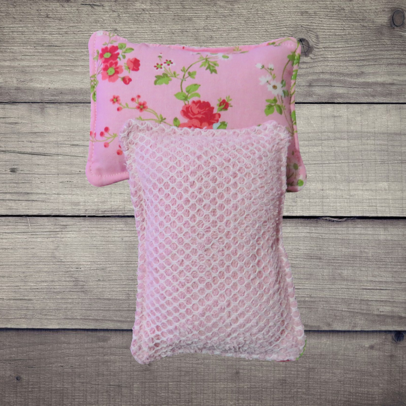 Reusable Kitchen Sponge, Set of 2, Pink Floral Dish Scrubby