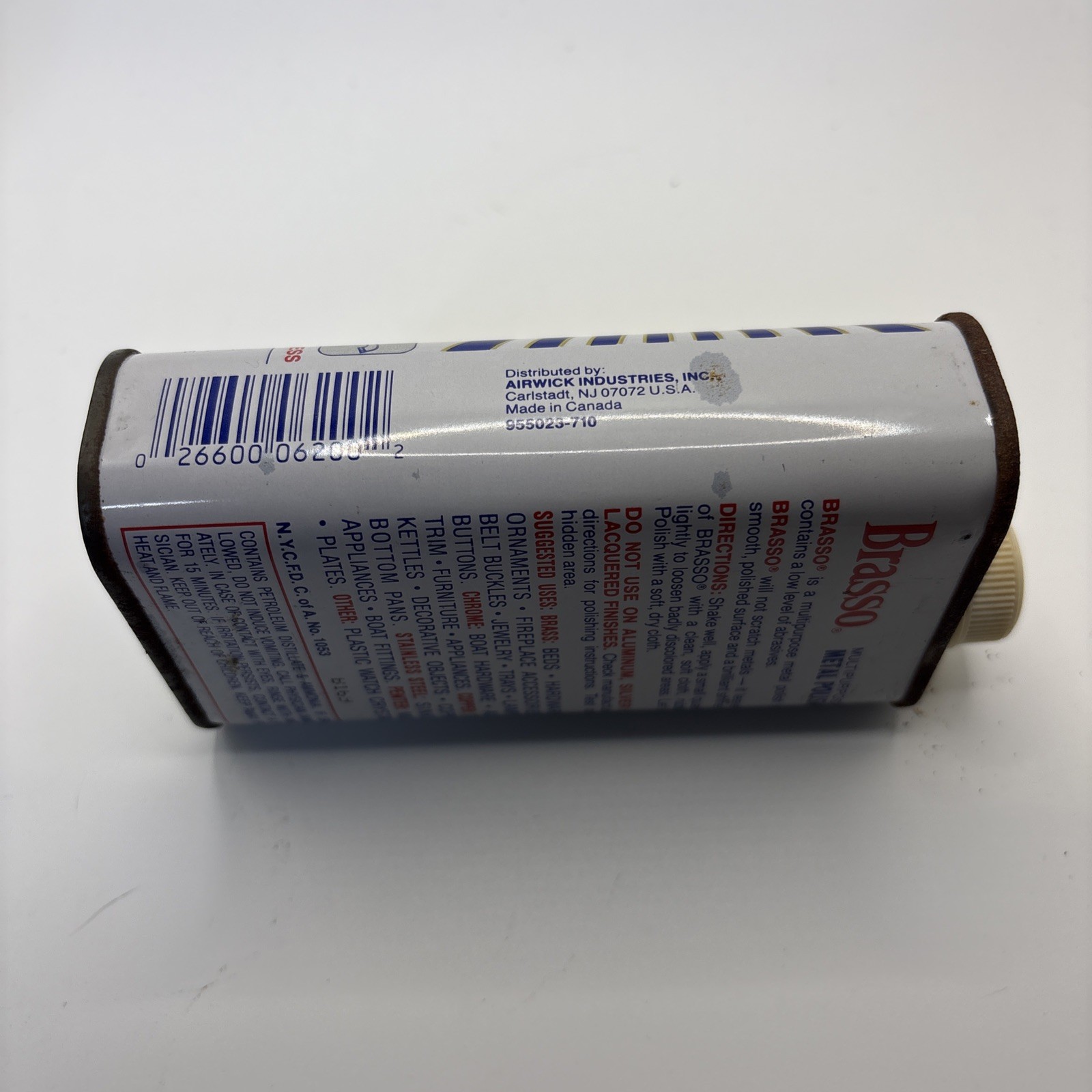 Vintage BRASSO Metal Polish 8 Fl. Oz Tin For Brass Copper Chrome 50% Full PROP
