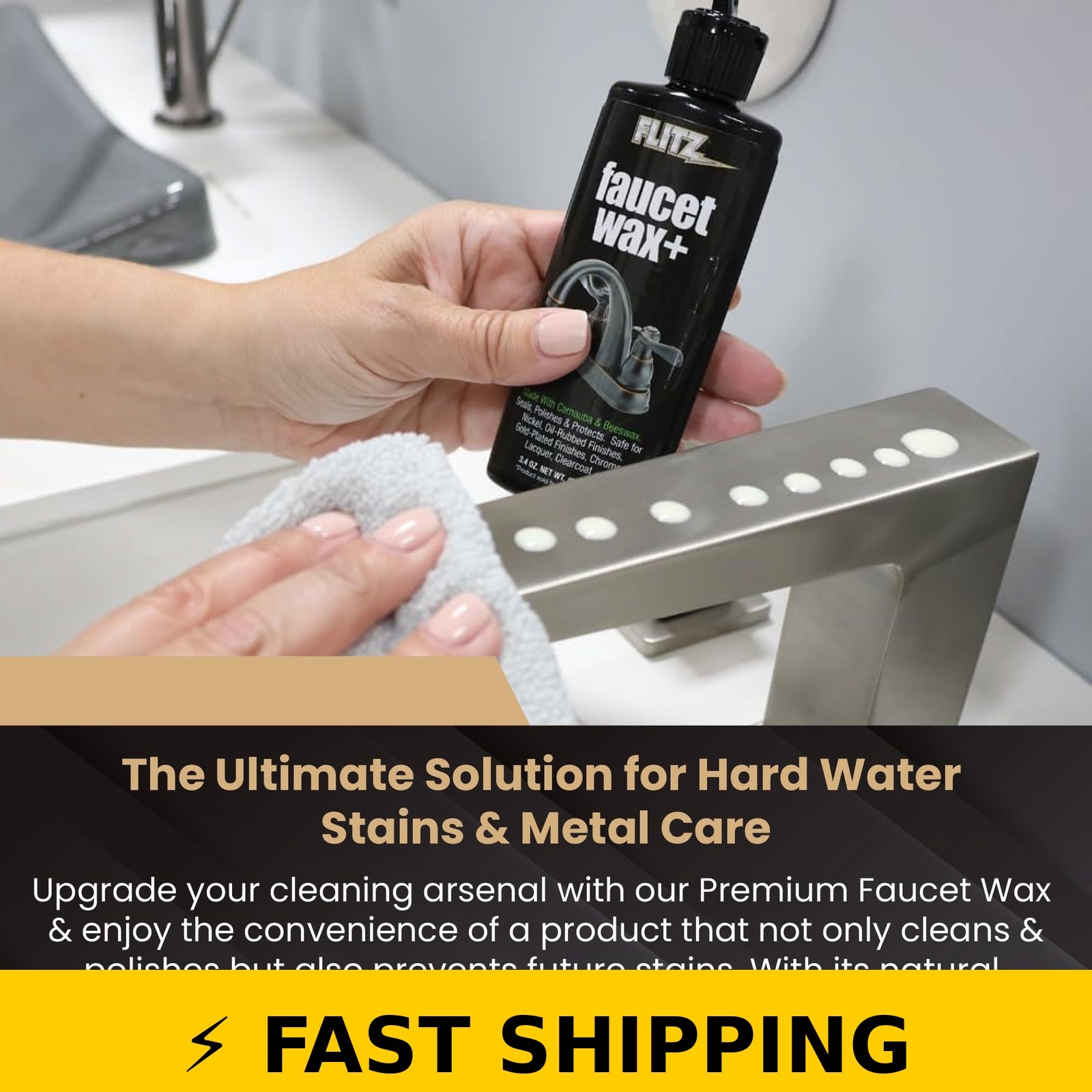 Flitz Faucet Wax Plus Cleaner & Polisher – 3.4oz Water-Based