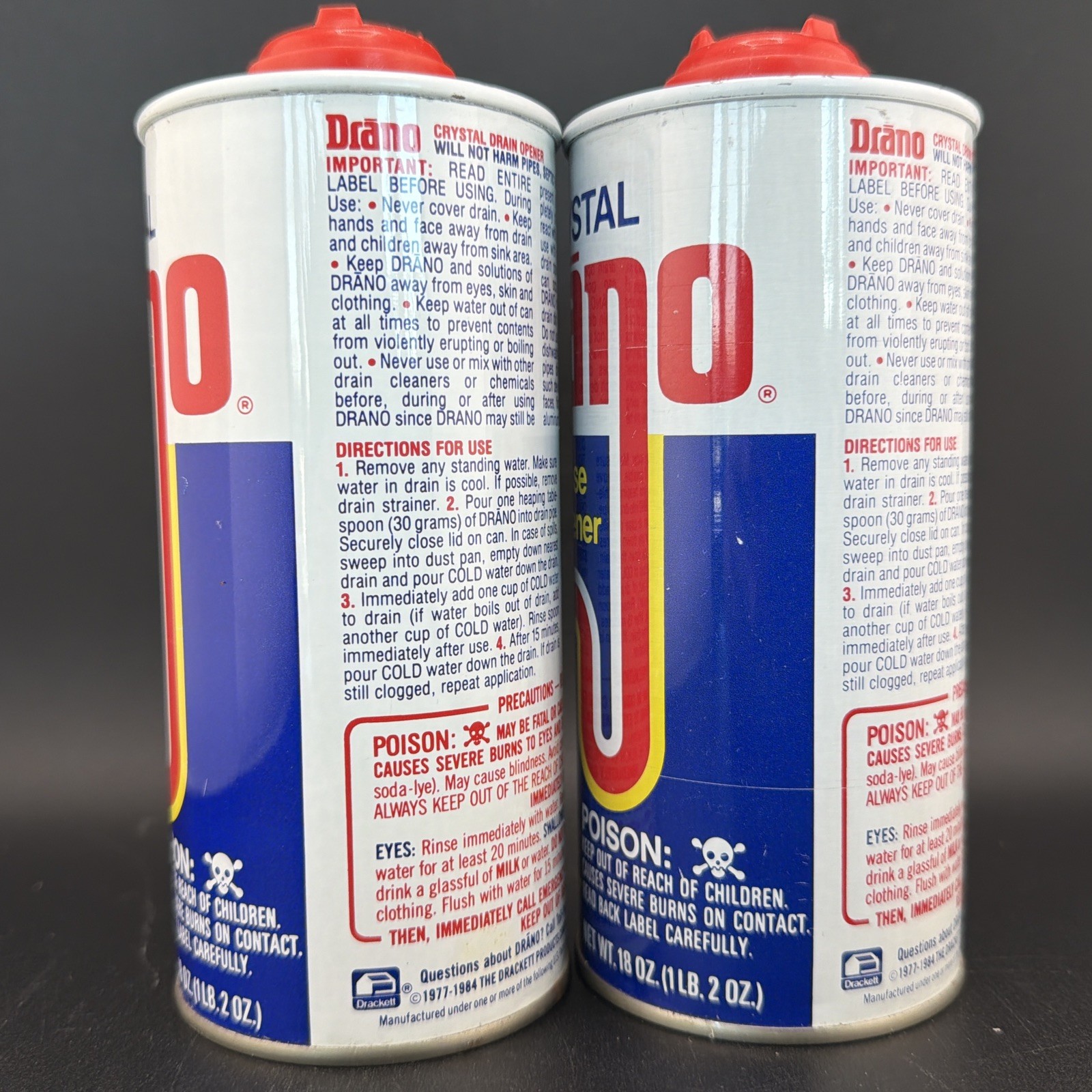 Discontinued Drano CRYSTAL Drain Opener 18 oz Can Clog Remover 1 New & 1 Partial