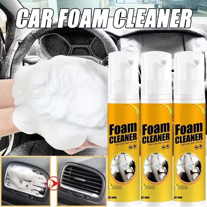 Multipurpose Foam Cleaner Spray, 3 x 100ml for Car Interiors & Household Use