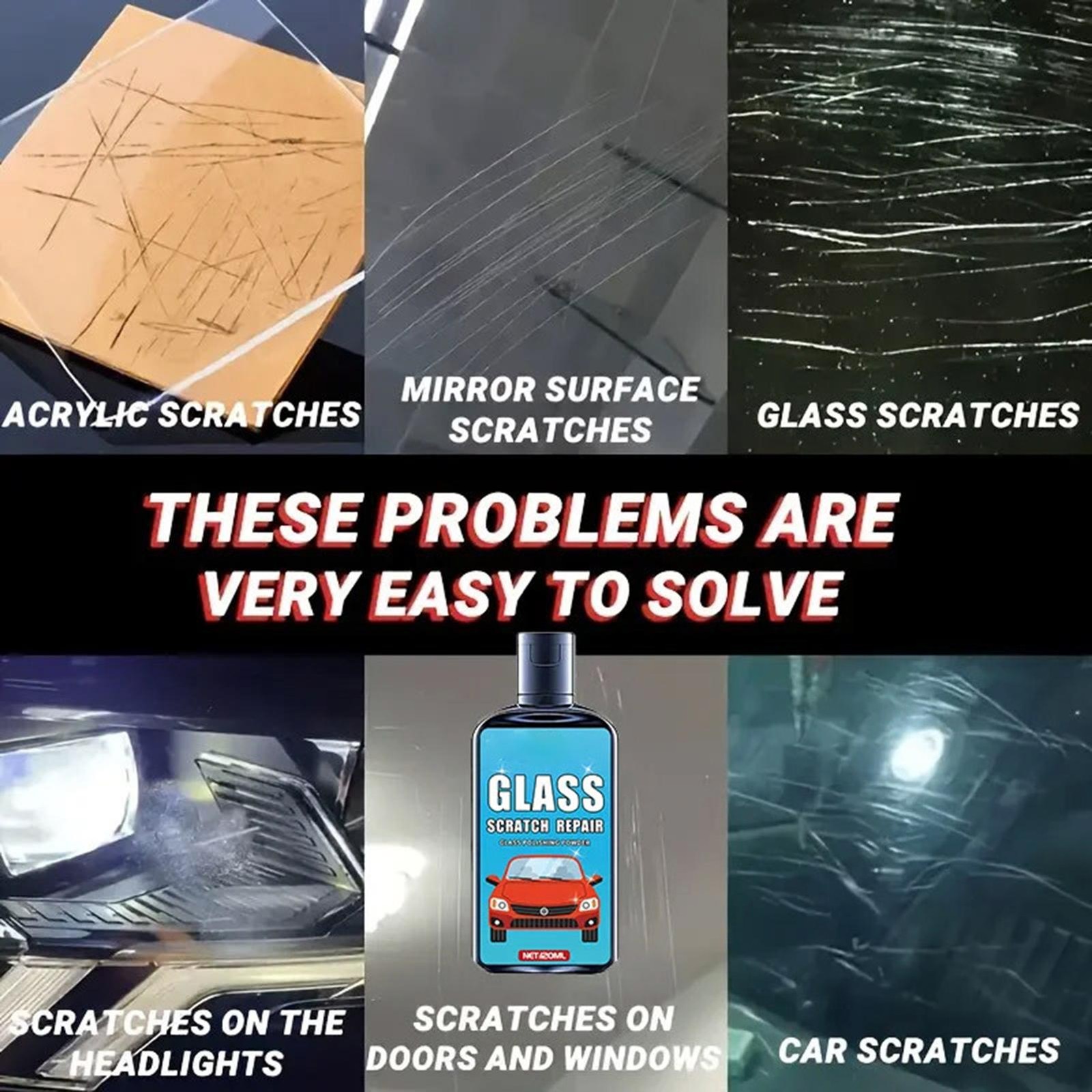 Car Windshield Scratch Remover Window Polisher Windshield and Glass Polishing Ki
