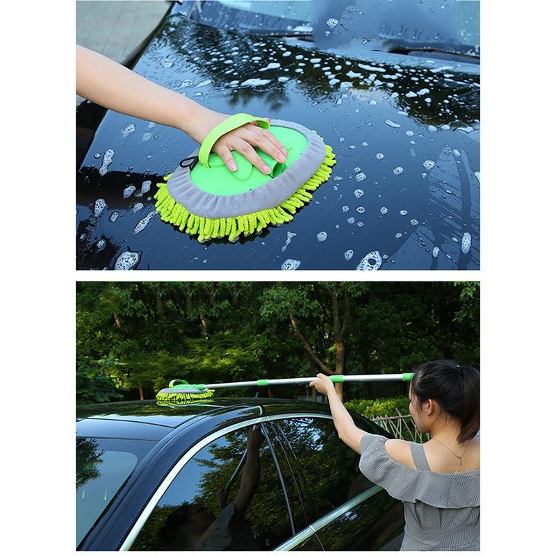Car Wash Mop Brush Chenille Microfiber Telescopic Long Handle Cleaning Kit Soft