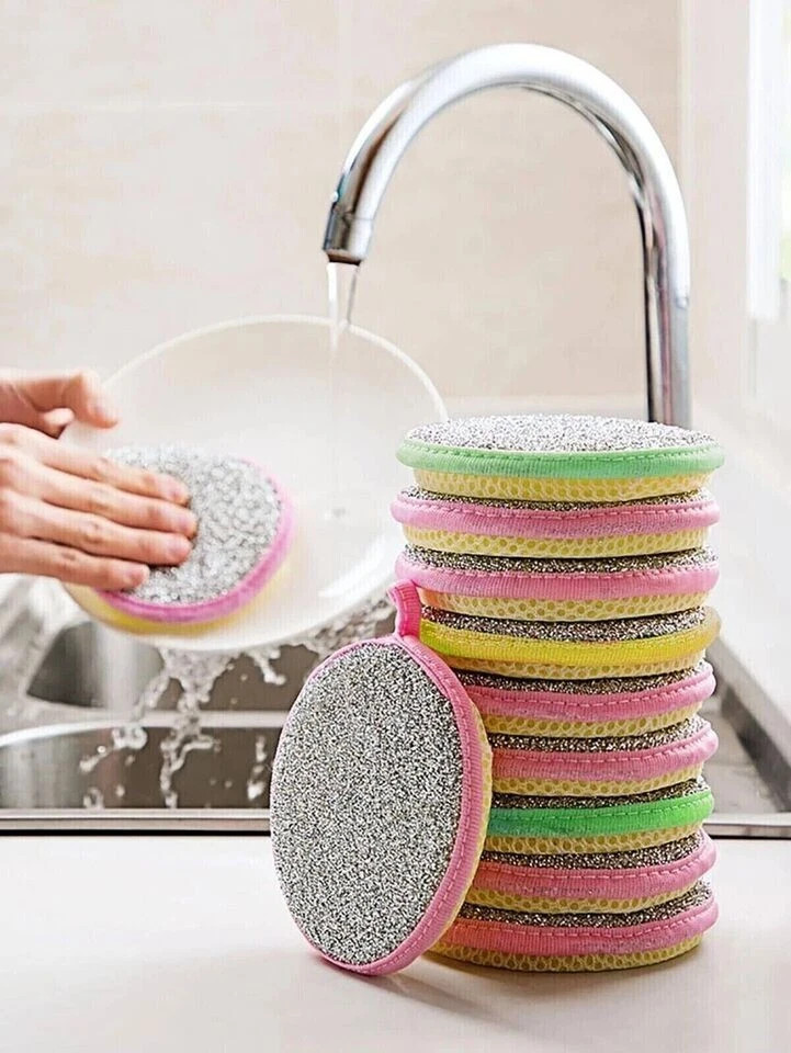 20x Double-Sided Scouring Pads Dish Pan Washing Sponge Kitchen Cleaning Tool