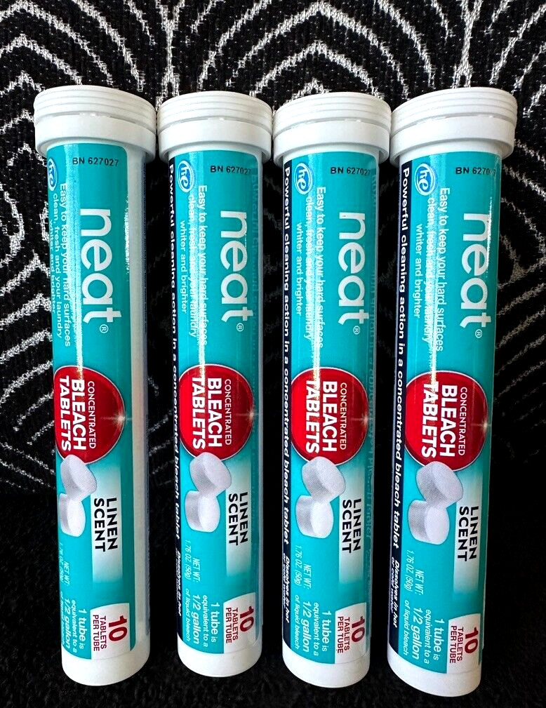 4pk NEAT LINEN SCENT CONCENTRATED BLEACH TABLETS POWERFUL HOME CLEANING LAUNDRY