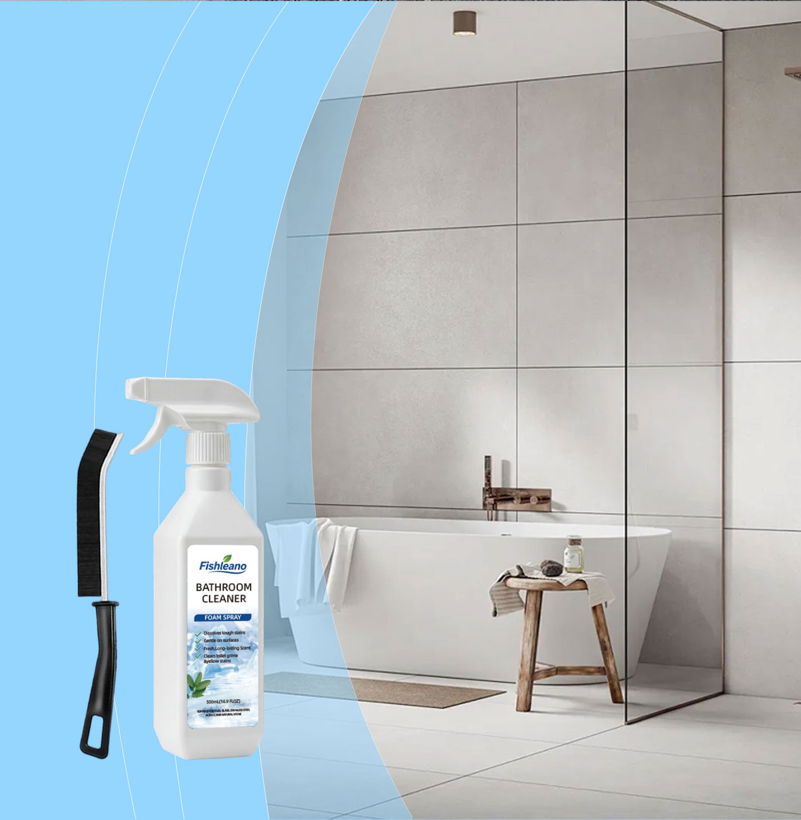 Bathroom Cleaner Foam Spray 500ml,Scale Remover Bathroom Cleaner For Tiles,Glass
