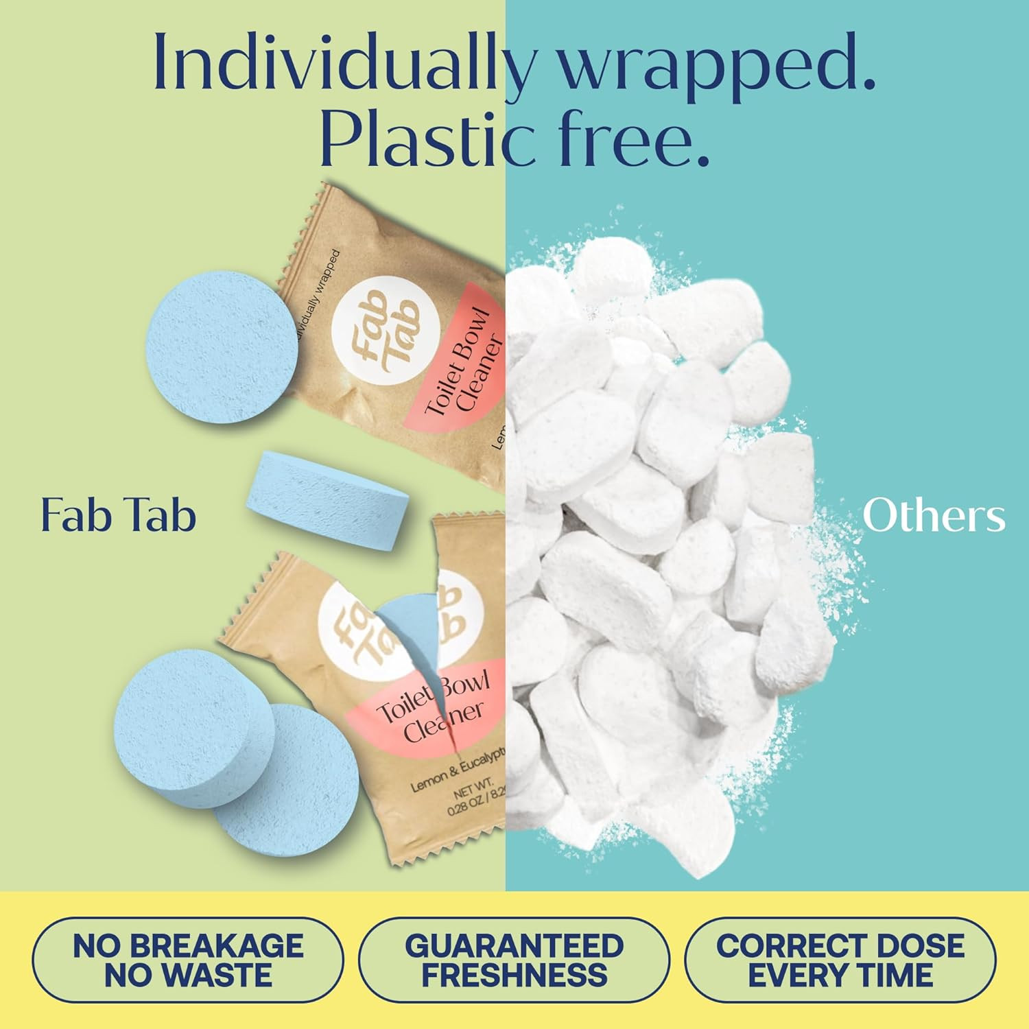 Toilet Bowl Cleaner Tablets, Powerful Stain Removal, No Harsh Chemicals, Plastic