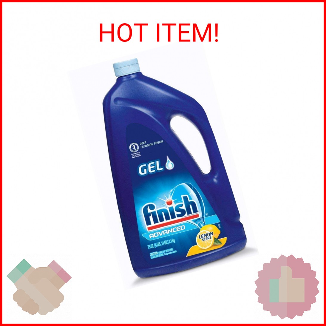 Finish Gel Liquid Dishwasher Detergent, Advanced Deep Cleaning Power Dish Soap,