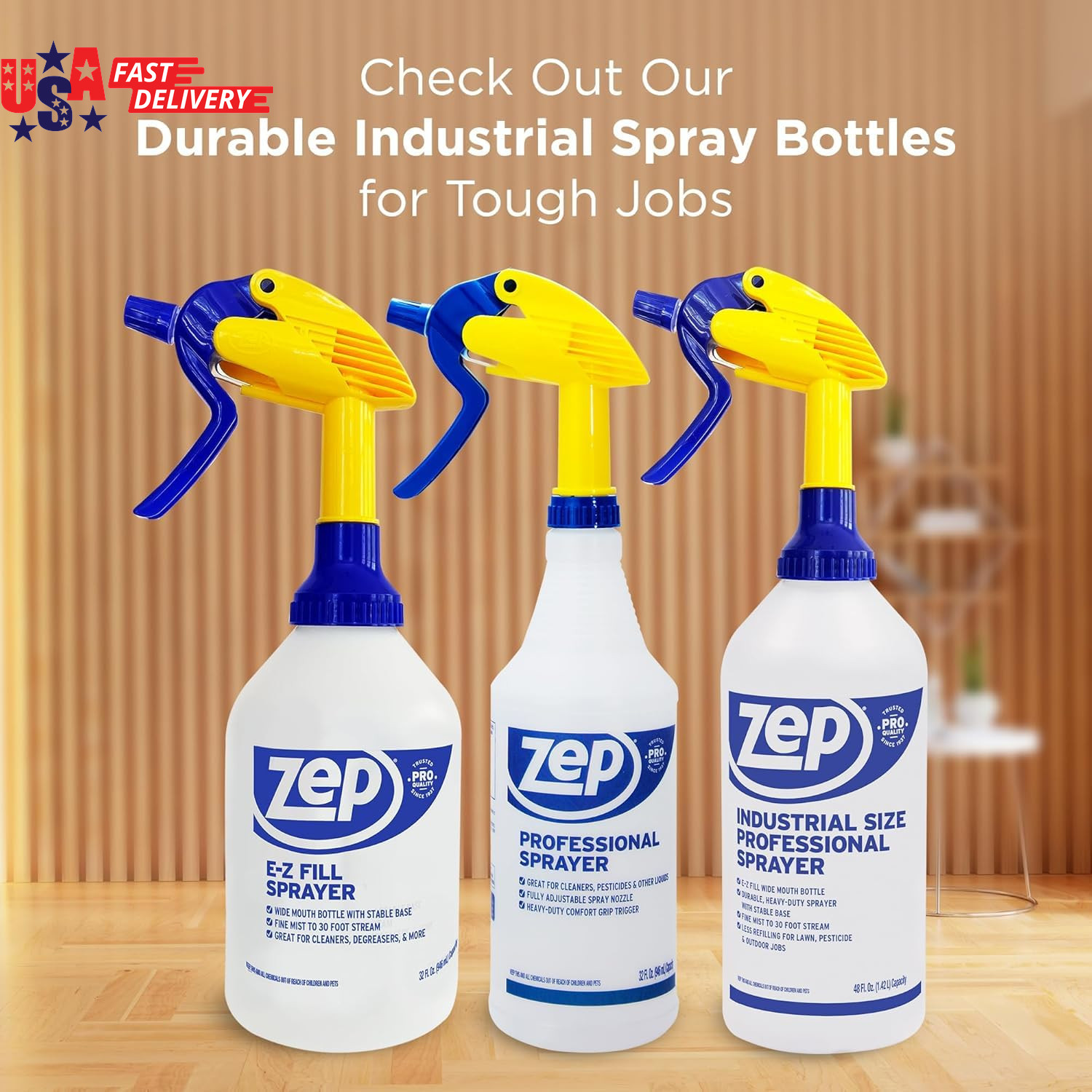 Professional Sprayer Bottle – 32 Oz (Pack of 3) – HDPRO1 – Versatile Adjustable