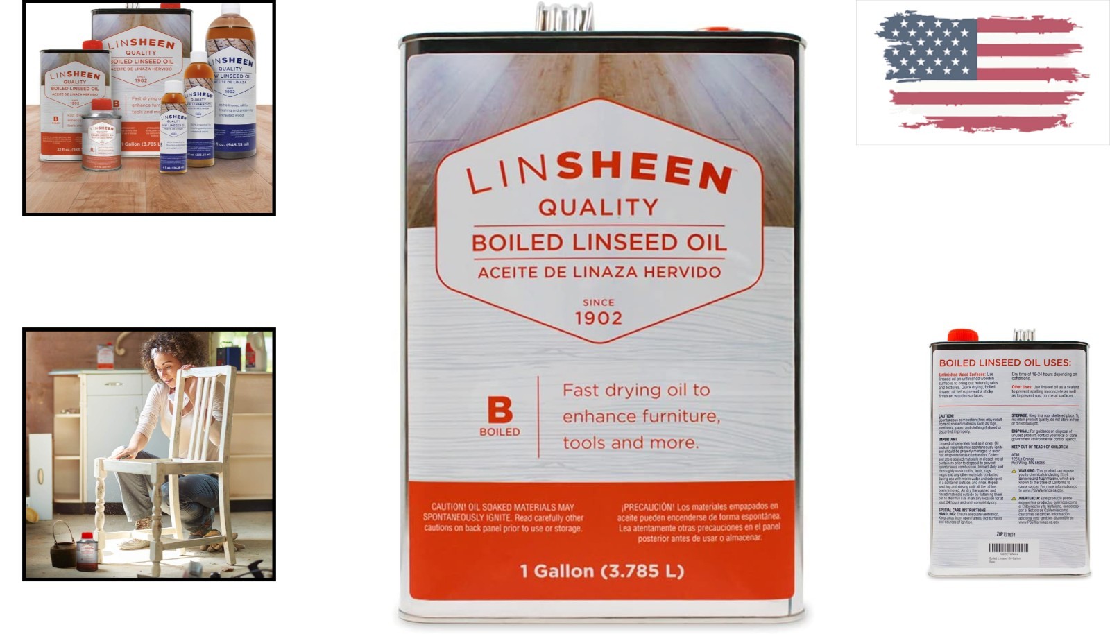 1 Gallon Fast-Drying Boiled Linseed Oil for Stunning Indoor & Outdoor Wood Care