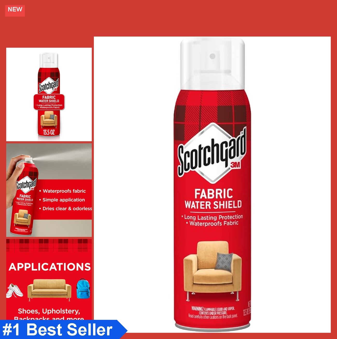 Fabric Water Shield 13.5 Ounce Aerosol Spray Repels Water Upholstery Furniture
