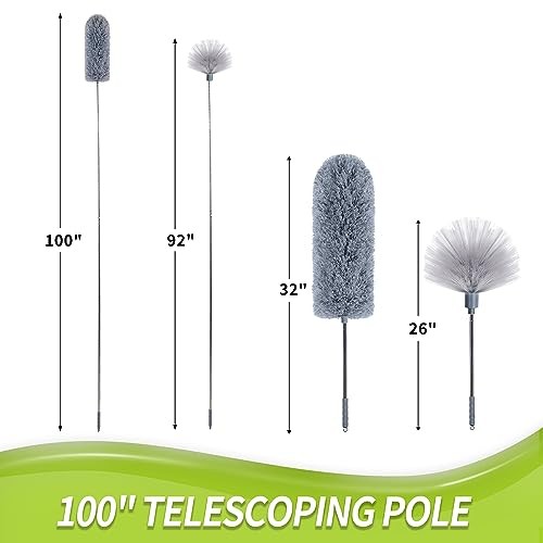 IVYROLL 100″ Extendable Cobweb Duster & Microfiber Cleaning Kit for Ceiling Fans