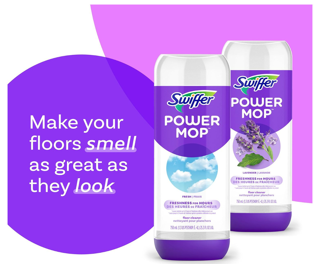 Swiffer Power Mop Refill Solution, Fresh Scent Floor Cleaner, 25.3 oz (2 Pack)