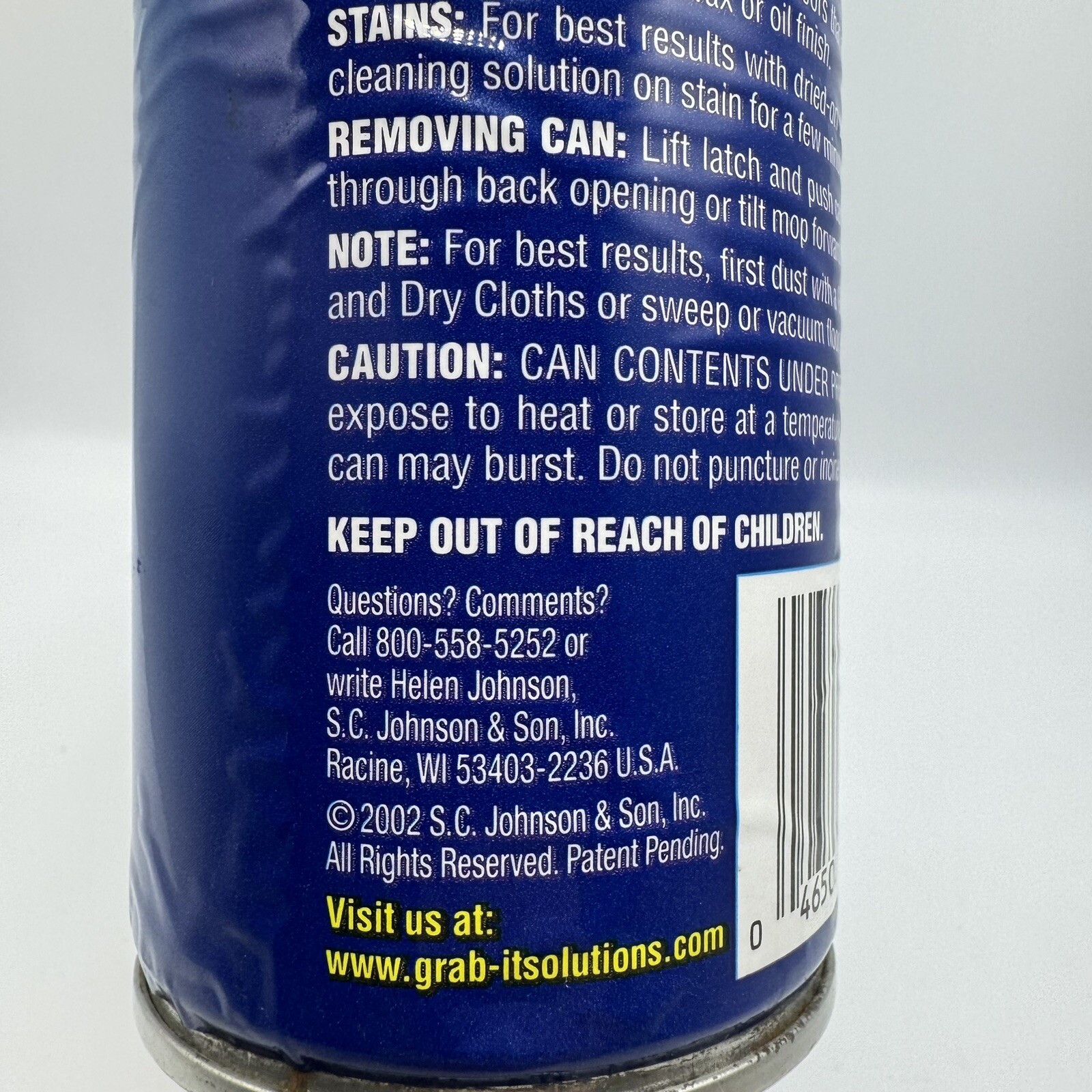 GRAB IT Mopping System Floor Cleaner Refill Discontinued 20 oz SC Johnson 2002