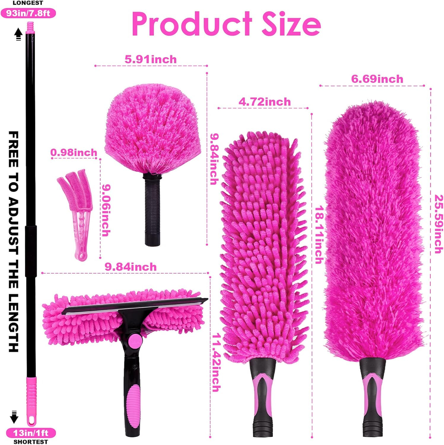 8 Foot Dusters for Cleaning, Duster with Extension Pole, Microfiber Feather Dust