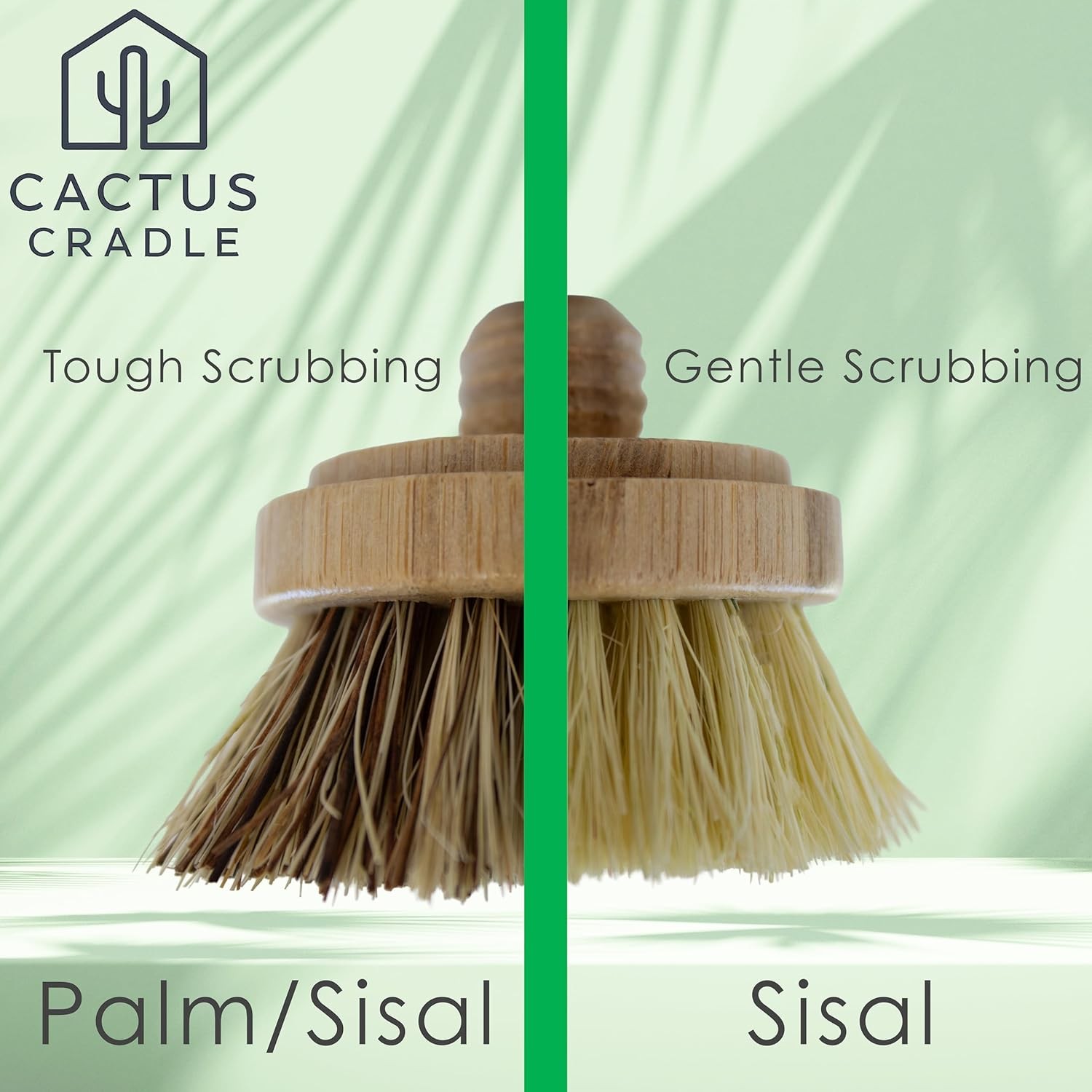 Cactus Cradle Bamboo Scrub Brush Kit – 4-Piece Dish Brush Set W/ 2 Handles