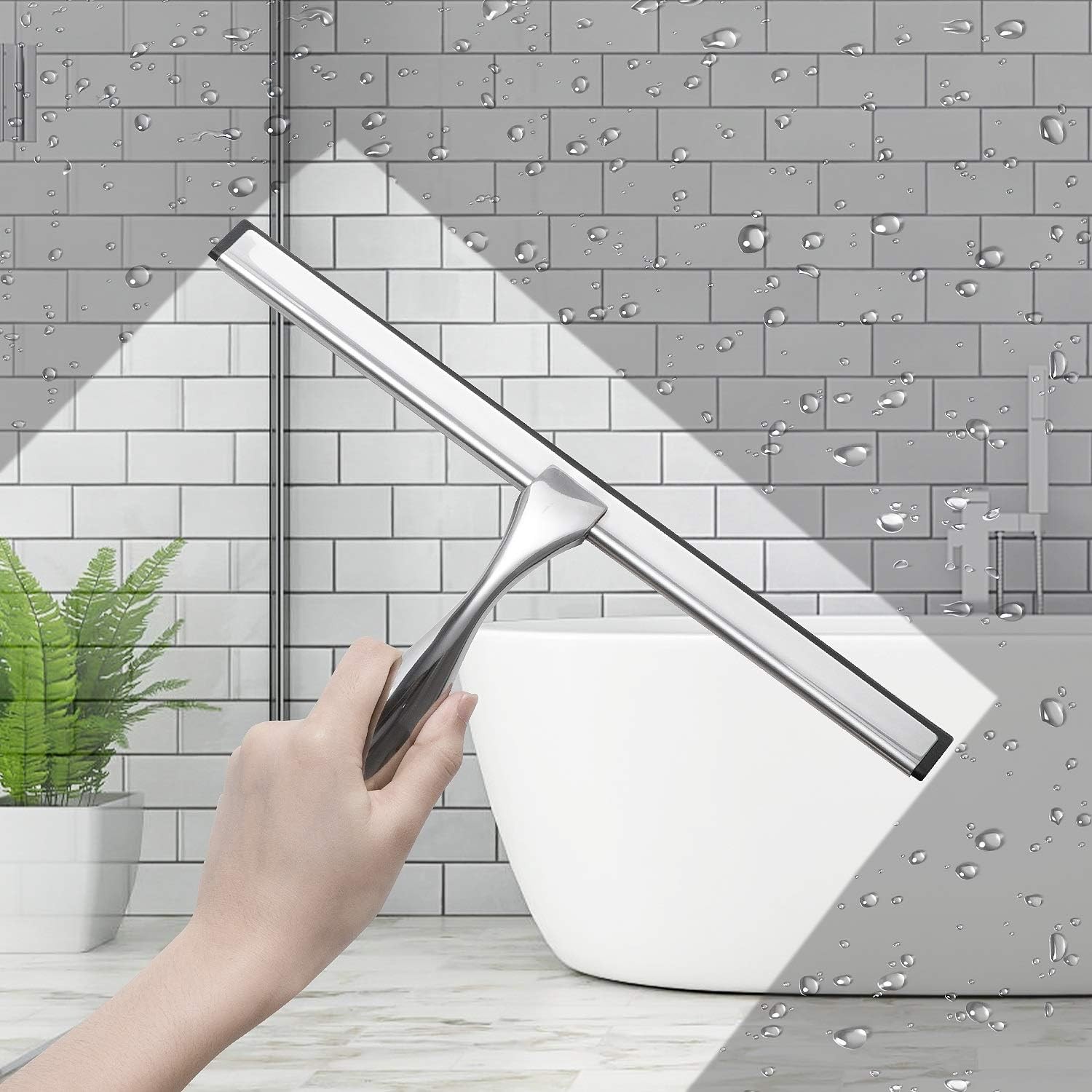 10-Inch Shower Squeegee Set Includes Shower Door Hook & Adhesive Hook Squeegee
