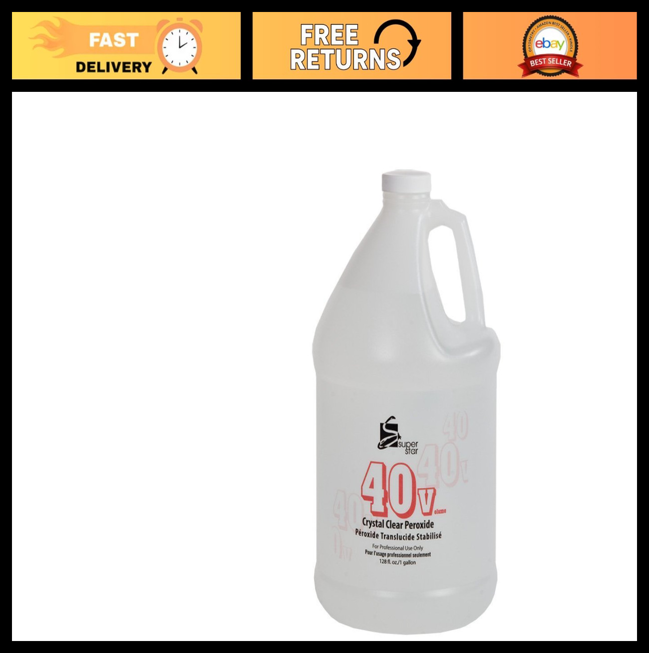 40V Stabilized Crystal Clear Liquid Peroxide 3.8L – 1 Gallon, Cleaning & Whiteni