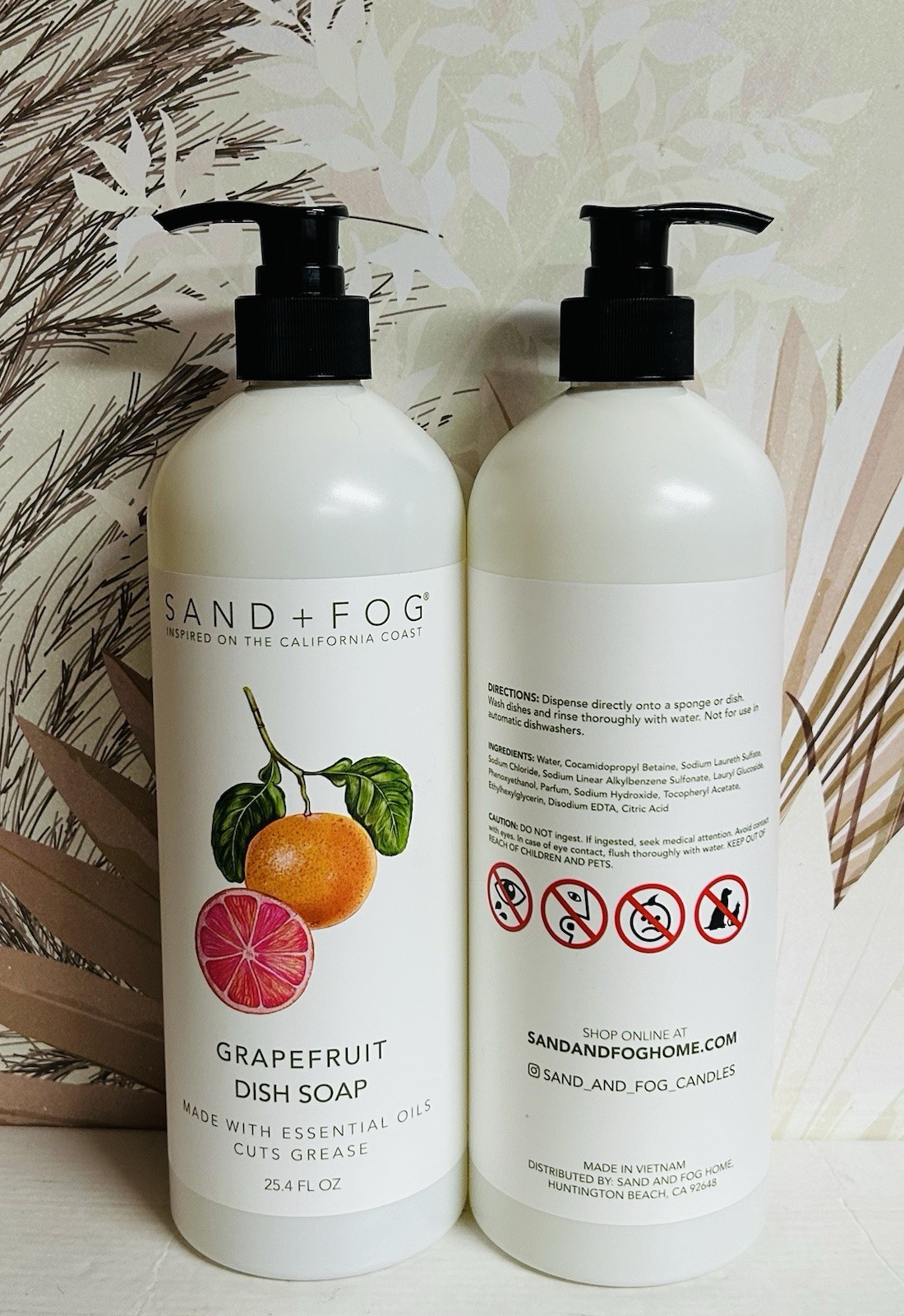 2-Pack Sand + Fog ~ Grapefruit Dish Soap with Essential Oils 25.4 fl oz Each