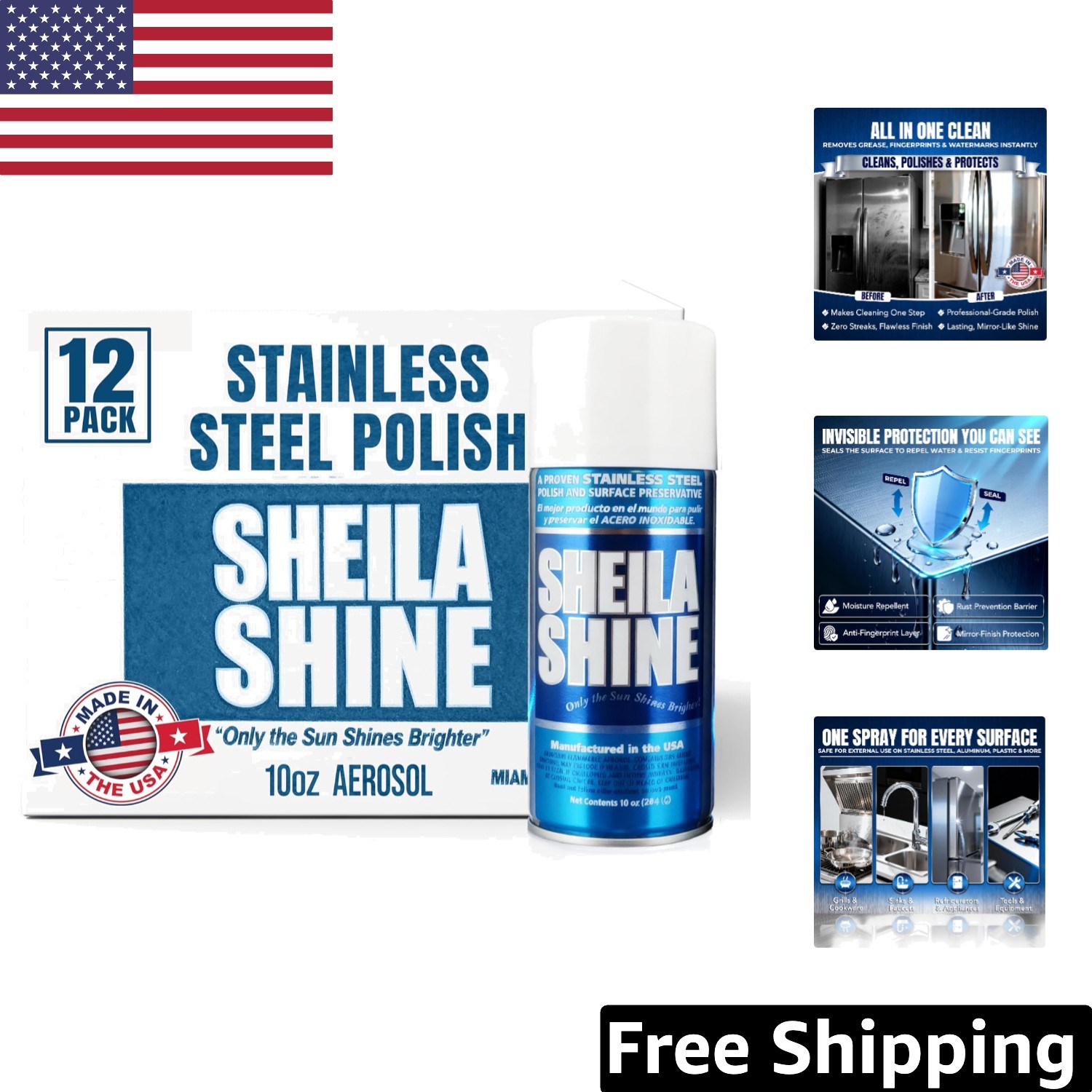 12-Pack 10oz Stainless Steel Cleaner – Effortless Shine & Protection for Home